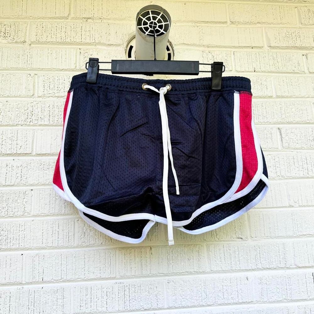 Impact Navy Blue Red Mesh Sports Shorts